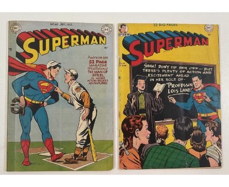SUPERMAN #60 &amp; 64 (2 in Lot) - (1949/1950 - DC) - "The Two Identities of Superman" &amp; "Professor Lois Lane" - Cover ar