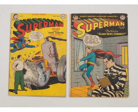 SUPERMAN #73 &amp; 83 (2 in Lot) - (1951/1953 - DC) - "Hank Garvin, Man of Steel!" &amp; "Clark Kent, Convict!" - Cover art b
