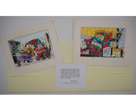 SPIDER-MAN ACTION SCENES (2 in Lot) - Two sample coloured action scenes that were proposed as possible centre-spreads for use