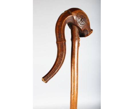 AN EARLY 20TH CENTURY AFRICAN WALING STICK, POSSIBLY ETHIOPIAN, finely carved.