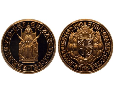 UNITED KINGDOM. Elizabeth II, 1952-2022. Gold Sovereign, 1989. Royal Mint. Proof. Commemorating the 500 years anniversary of 