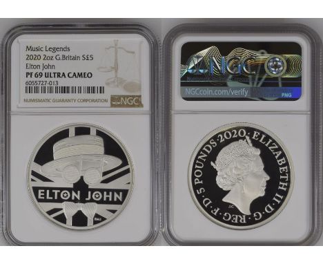 UNITED KINGDOM. Elizabeth II, 1952-2022. Silver 5 Pounds, 2020. Royal Mint. Proof. The second release from the "Music Legends