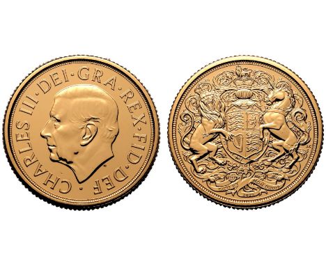 UNITED KINGDOM. Charles III, 2022-. Gold Sovereign, 2022. Royal Mint. Issued as the first sovereign for King Charles III to c