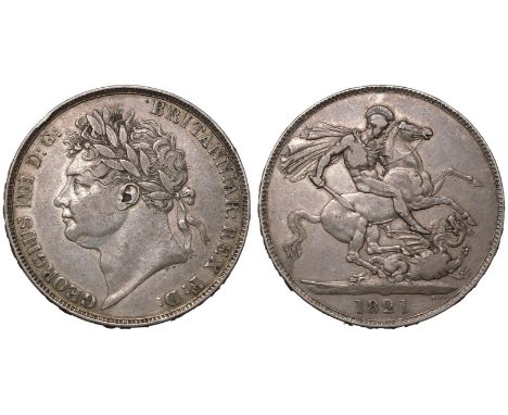 UNITED KINGDOM. George IV, 1820-30. Silver Crown, 1821. Royal Mint. One of the most popular crown issues, designed by the fam