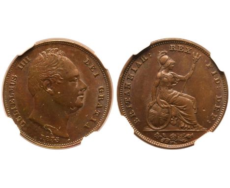 UNITED KINGDOM. William IV. Copper Farthing, 1835. Royal Mint. Obv: Uncrowned portrait of King William IV facing right, legen