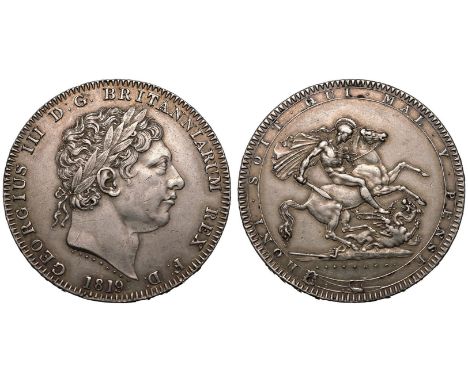 UNITED KINGDOM. George III, 1760-1820. Silver Crown, 1819. Royal Mint. LIX on edge. Laureate head right; PISTRUCCI and date b