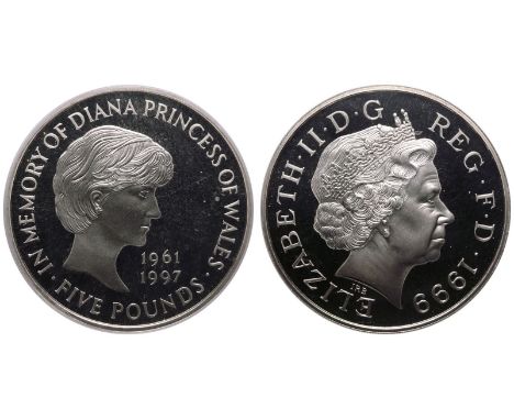 UNITED KINGDOM. Elizabeth II, 1952-2022. CuproNickel 5 Pounds (Crown), 1999. Royal Mint. Proof. Known as the 'Lady Diana Memo