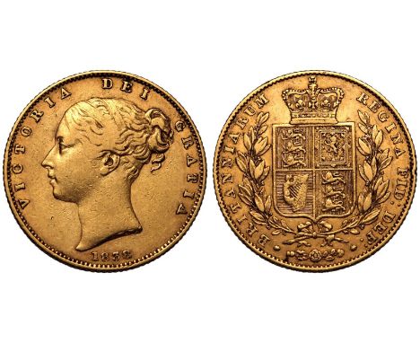 UNITED KINGDOM. Victoria, 1837-1901. Gold Sovereign, 1838. London. First young head of Victoria facing left, hair tied in fil
