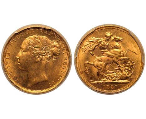 UNITED KINGDOM. Victoria, 1837-1901. Gold sovereign, 1880. London. Short tail - Small BP. Young head of Victoria facing left,