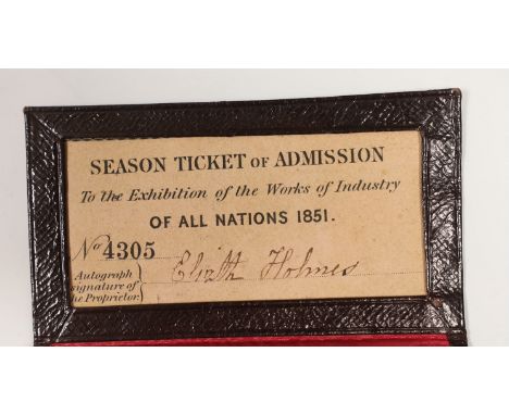 Great Exhibition 1851- a leather slip cased ‘season ticket of admission to the Exhibition of the Works of Industry of All Nat