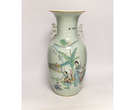 A Chinese Republic period famille rose porcelain vase, 43cm high Structurally good; handles formerly gilded; light wear to bl