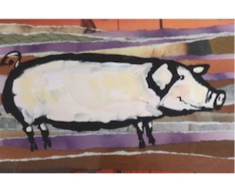 Jane Cope (contemporary), colour print, 'Pig', signed in pencil, 22 x 31cm