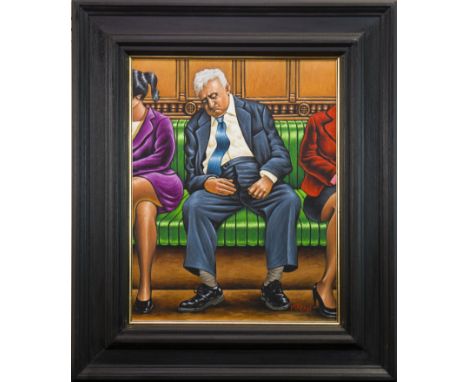 GRAHAM H D MCKEAN,BACK BENCHERoil on canvas, signed, further signed and titled verso50cm x 40cmFramed