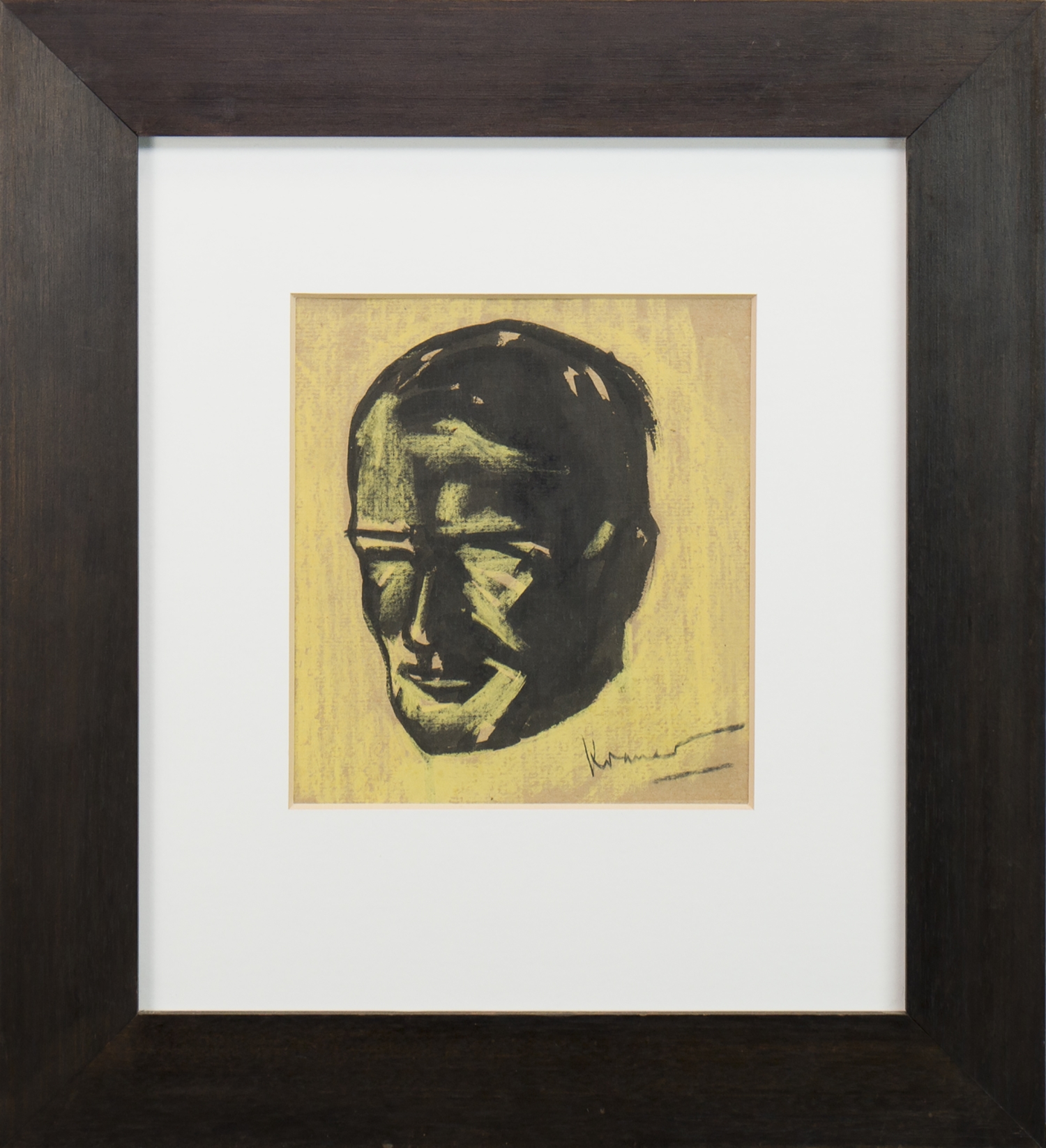 * JACOB KRAMER,PORTRAIT HEADwatercolour and chalk, signed23cm x