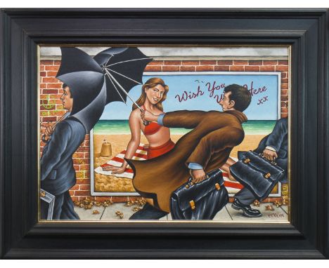 GRAHAM H D MCKEAN,WISH YOU WERE HEREoil on canvas, signed, further signed and titled verso50cm x 70cmFramed