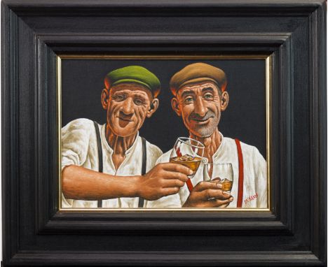 GRAHAM H D MCKEAN,THE WHISKY DRINKERSoil on canvas, signed, further signed and titled verso30cm x 40cmFramed