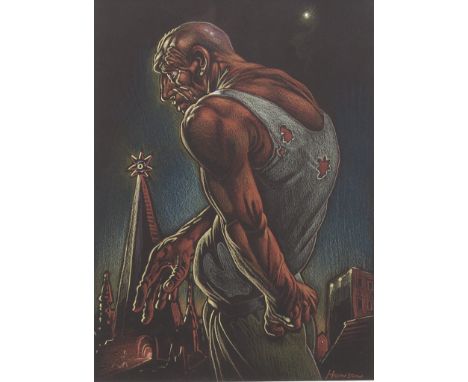 * PETER HOWSON OBE,JOURNEY'S ENDpastel on paper, signed and dated '0627cm x 18.5cmMounted, framed and under glass