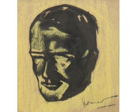 * JACOB KRAMER,PORTRAIT HEADwatercolour and chalk, signed23cm x 20cmMounted, framed and under glass