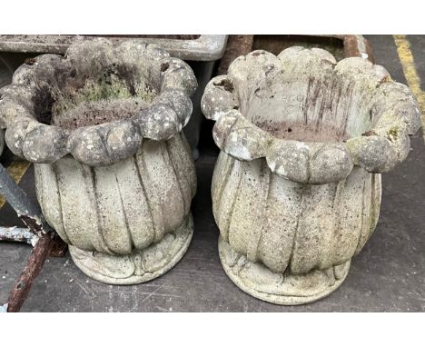 A Pair of concrete garden planters. 