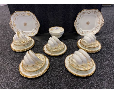 A Vintage Hammersley &amp; co gilt trim tea service. Comes with sugar bowl and two cake plates. 