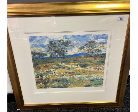 Rolf Harris Limited edition print depicting landscape Signed and limited 148/695. Fitted within a gilt frame [Frame- 70x77cm]
