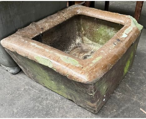 Antique brown glaze trough planter 