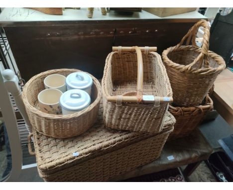 A Selection of wicker baskets and small trunk etc 