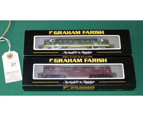 2 Graham Farish by Bachmann N Gauge Locomotives. A BR DELTIC Class 55 diesel locomotive, 'Royal Scots Grey' RN D9000. In two 