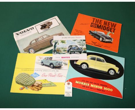 16 various car sales brochures and owners books from the 1950s and 60s. Includes, Triumph Spitfire 4, MG 1100, Riley Elf, the