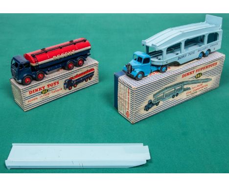 2 Dinky Supertoys. Foden REGENT petrol tanker (942). FG type Foden in red, white and blue livery. Plus a Pullmore Car Transpo