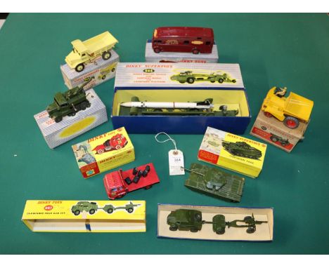 8 Dinky Toys. Bedford TK Coal Lorry (425) complete with sign and coal. Missile Erector Vehicle with Corporal Missile and Laun