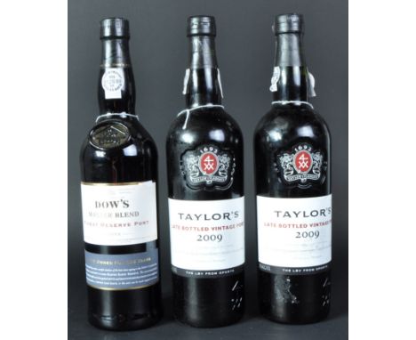 Port - Three bottles of port comprising two bottles of 2009 Taylor's Late Bottled Vintage Port 20% vol 750ml and a bottle of 