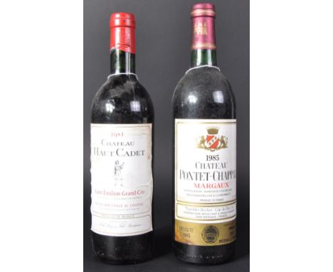 French Red Wine - two bottles of French red wine comprising a 1981 vintage bottle of Chateau Haut Cadet Saint Emilion Grand C