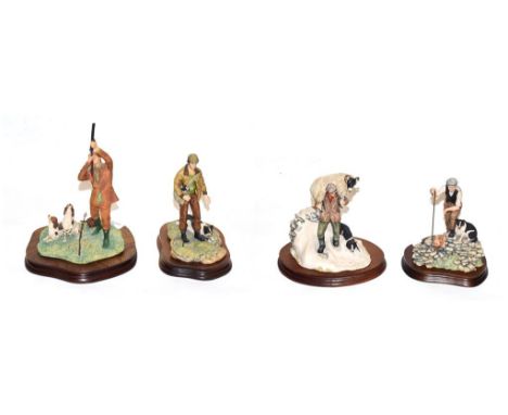 Border Fine Arts Man and Dog Models Comprising: 'Winter Rescue', model No.  JH41 by Anne Butler; 'Time for Reflection', model