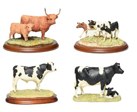 Border Fine Arts Cow Groups Including: 'Holstein Bull', model No. B0308 by Kirsty Armstrong, limited edition 572/1750, on woo