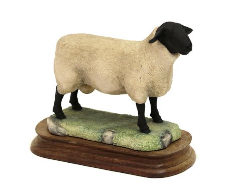 Border Fine Arts 'Suffolk Ram' (Style One), model No. L40 by Ray Ayres, limited edition 1159/1250, on wood base.  In good con
