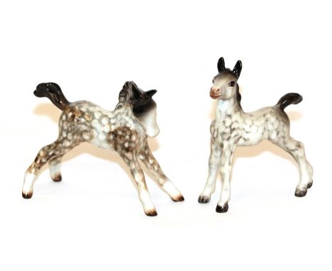 Beswick Foal (small, stretched, facing right), model No. 815 and Foal (small, stretched, upright), model No. 763, noth Rockin