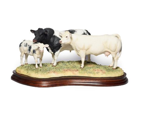 Border Fine Arts 'Belgian Blue Family Group', model No. B0771A by Kirsty Armstrong, limited edition 1149/1250, on wood base, 