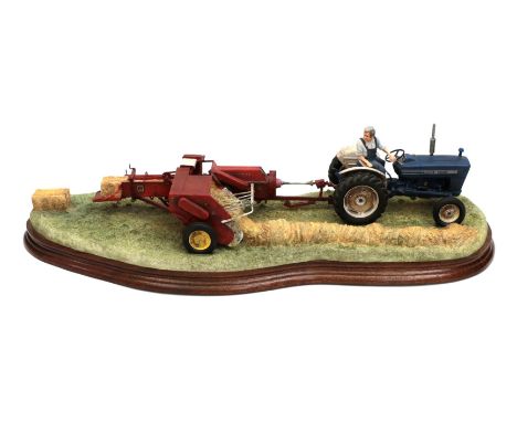 Border Fine Arts 'Hay Baling', model No. B0738 by Ray Ayres, limited edition 1467/2002, on wood base.  No box, no certificate