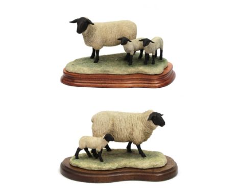 Border Fine Arts 'Suffolk Ewe and Lambs' (Style One), model No. L87, limited edition 966/1250 and 'Suffolk Ewe and Lamb', mod
