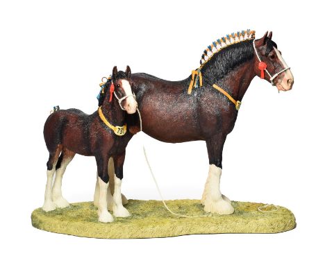 Border Fine Arts 'Champion Mare and Foal' (Shire Mare and Foal Std Edition), model No. B0334A by Anne Wall, limited edition 5