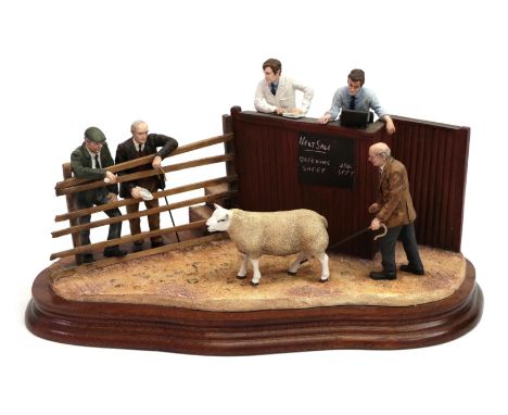 Border Fine Arts 'What Am I Bid?' (Texel), model No. B0902, by Ray Ayres, limited edition 35/350, on wood base, with box and 