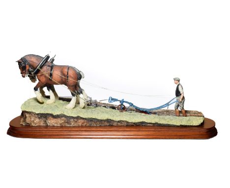 Border Fine Arts 'Stout Hearts', model No. JH34 by Ray Ayres, on wood base, with box. Good condition, no certificate
