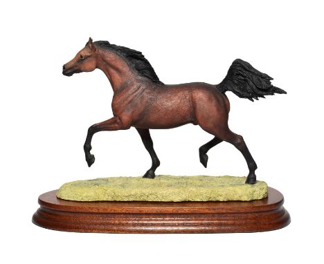 Border Fine Arts 'Arab Stallion' (Trotting, Style Two), model No. L135C by Anne Wall, limited edition 198/850, on wood base. 