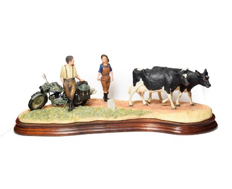 Border Fine Arts 'Flat Refusal' (Friesian Cows), model No. B0650 by Kirsty Armstrong, limited edition 14/1500, on wood base, 
