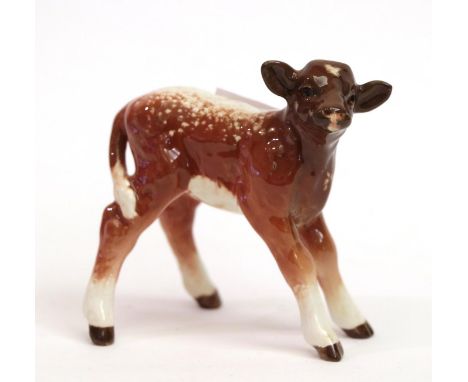 Beswick Dairy Shorthorn Calf, model No. 1406C, brown and white gloss with shading