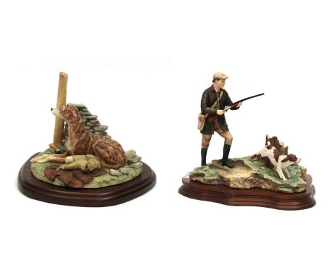 Border Fine Arts 'Dogging 'Em Up' (First Version - Spaniels), model No. 112A by Ray Ayres, on wood base and 'Jake' (Lurcher),