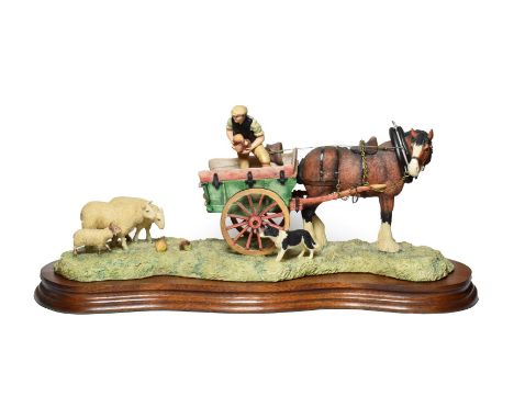Border Fine Arts 'Supplementary Feeding' (Tipcart), model No. JH57 by Anne Butler, limited edition 323/1750, on wood base, wi