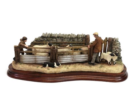 Border Fine Arts 'Shedding Lambs', model No. B0769, by Ray Ayres, limited edition 244/1250, on wood base, with box and certif