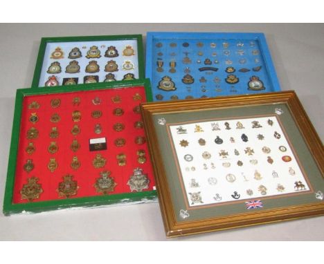 Various early 20thC and later military embroidered and metal cap badges, iron-on badges, etc., to include elephant and crown,